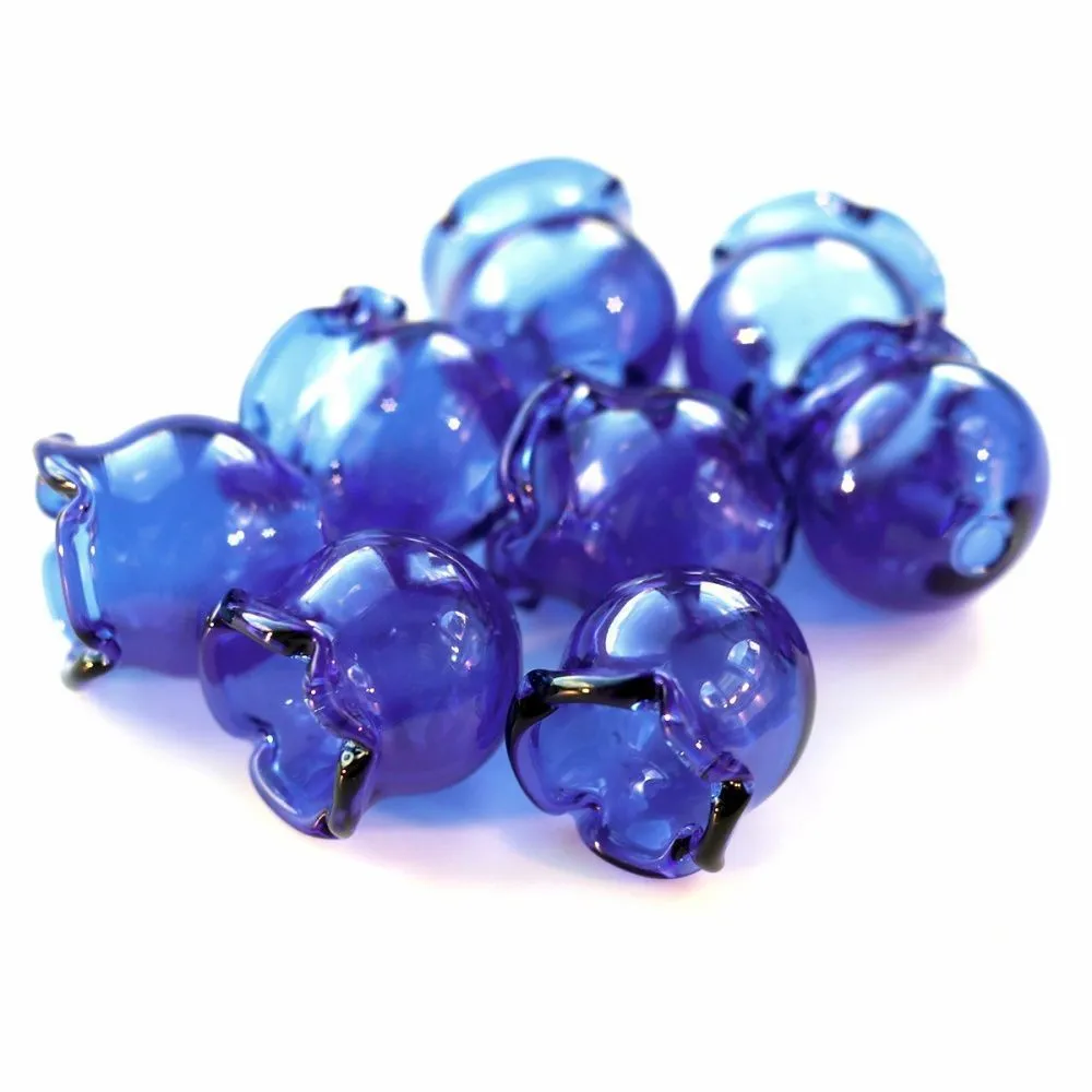 бусина, лэмпворк "колокольчик", синий, 16х15 мм