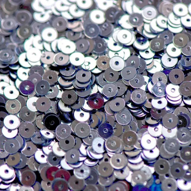 пайетки плоские, серебряный зеркальный, 4 мм