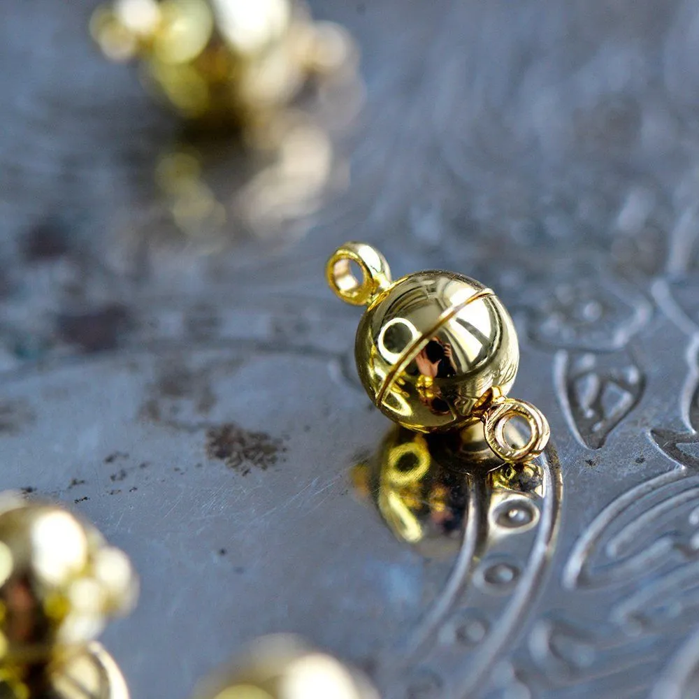 застежка магнитная "шарик", позолота, 14.5x8 мм