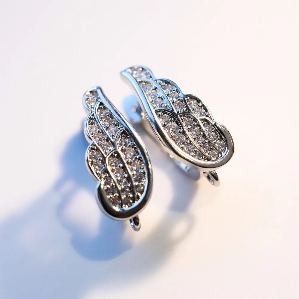 швензы "крыло ангела", с цирконием, покрытие платиной, 18x7x11 мм 