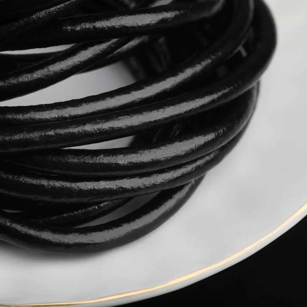 шнур кожаный, цвет черный, диаметр 5 мм