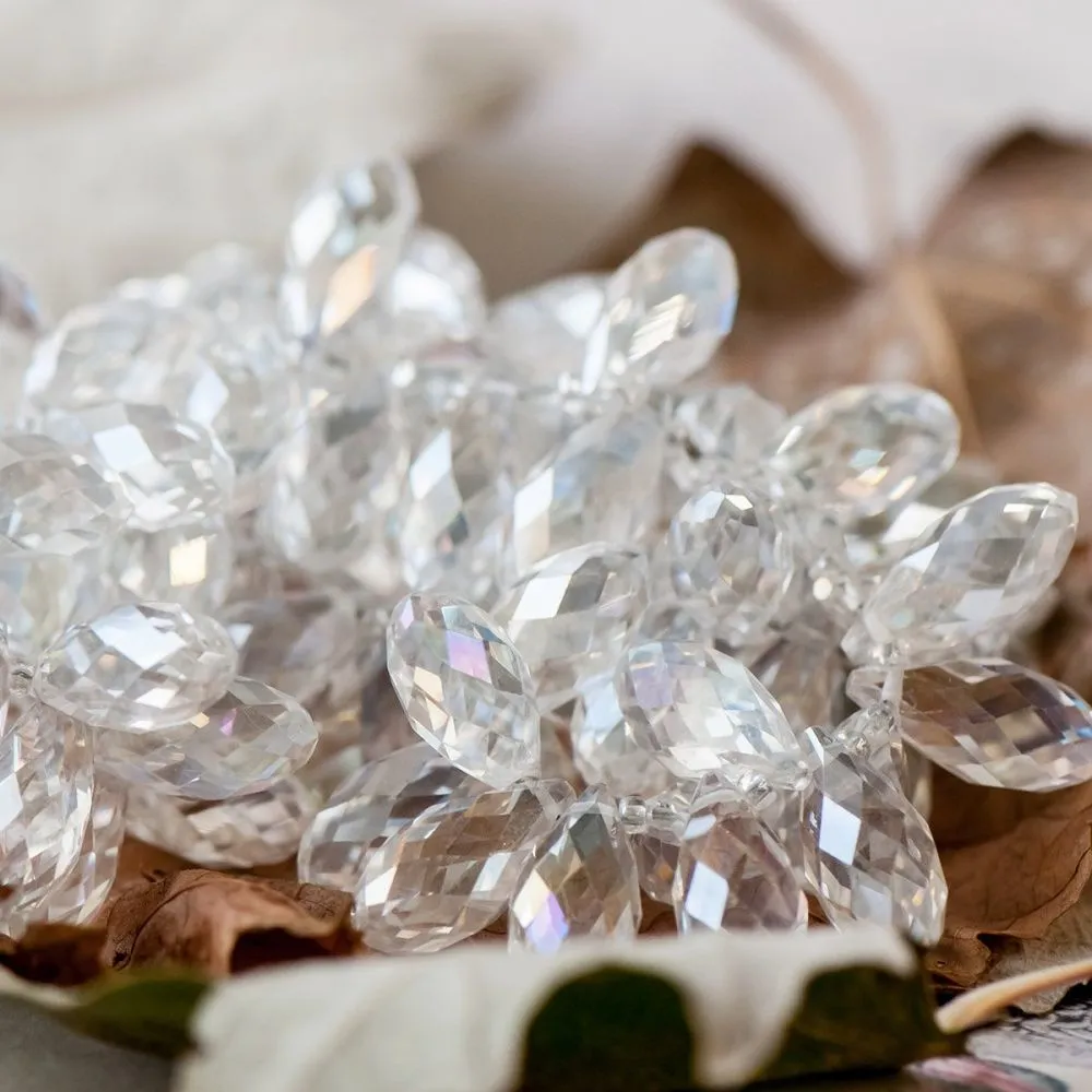 бусина "капля", граненая, стекло, цвет прозрачный, 20х10 мм