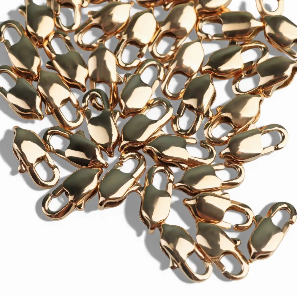 замочек-лобстер прямоугольный, позолота, 9x5x3 мм