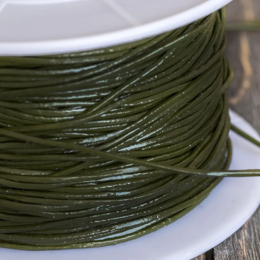 шнур кожаный, цвет серо-зеленый, диаметр 1 мм