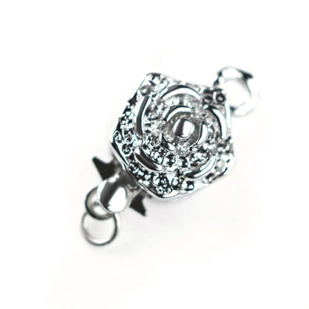 замок для украшений "цветок", цвет платина, 15x10 мм