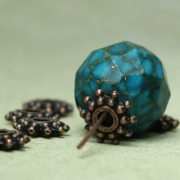 разделитель для бусин "солнышко", цвет красная медь, 8х2 мм