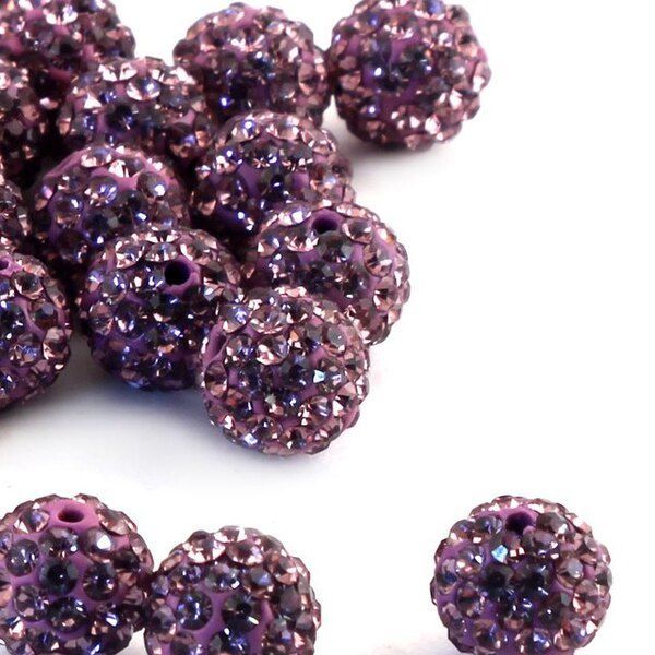 бусина "шамбала" 10, цвет сирень, 10 мм
