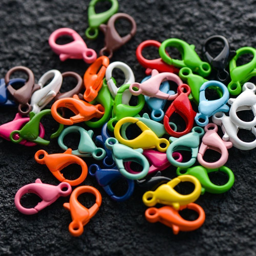 Замочки замочек-лобстер "рейнбоу", цветовой микс, 14x9x3.5 мм