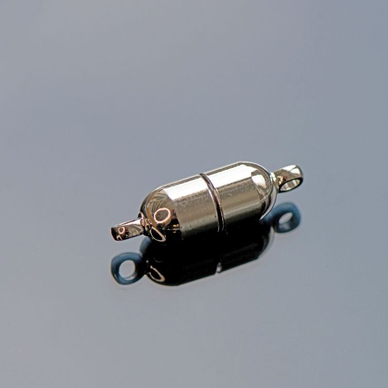 Замочки застежка магнитная "бочонок", покрытие платина, 19x6 мм