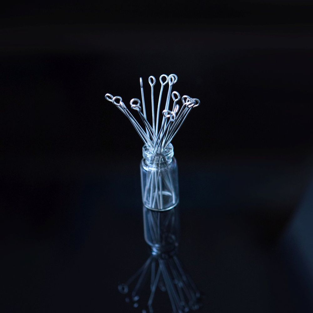 пины с петлей, цвет серебро, 50х0.7 мм (уп ок. 180 шт)