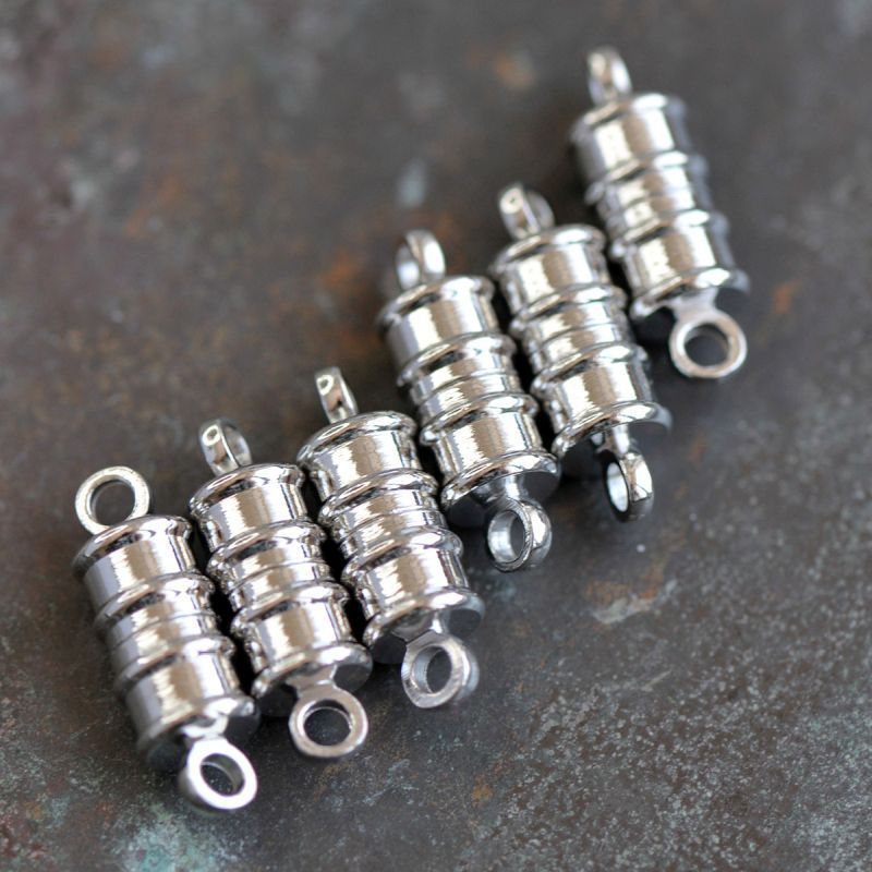 Замочки застежка магнитная "баррель", цвет платина, 17х6 мм