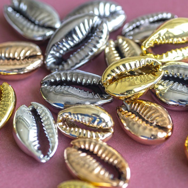 подвеска металлизированная "каури", цветовой микс, размерный микс