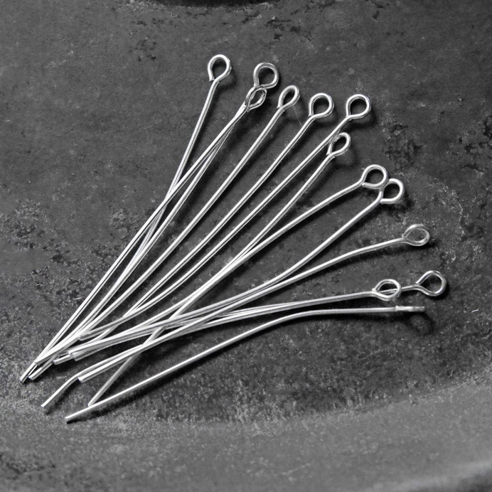 пины с петлей, цвет серебро, 50х0.7 мм (уп ок. 180 шт)