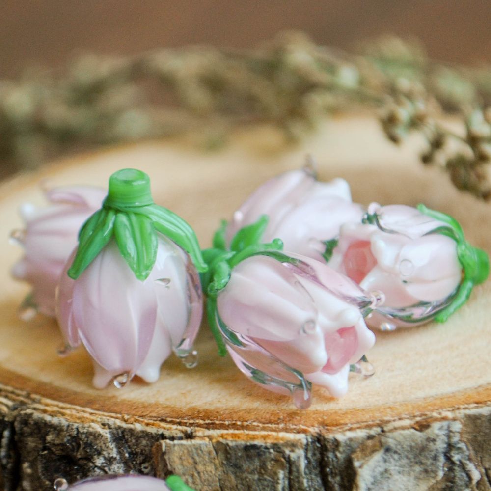 бусина, мурано "колокольчик", фигурная, розовый, 17х14 мм