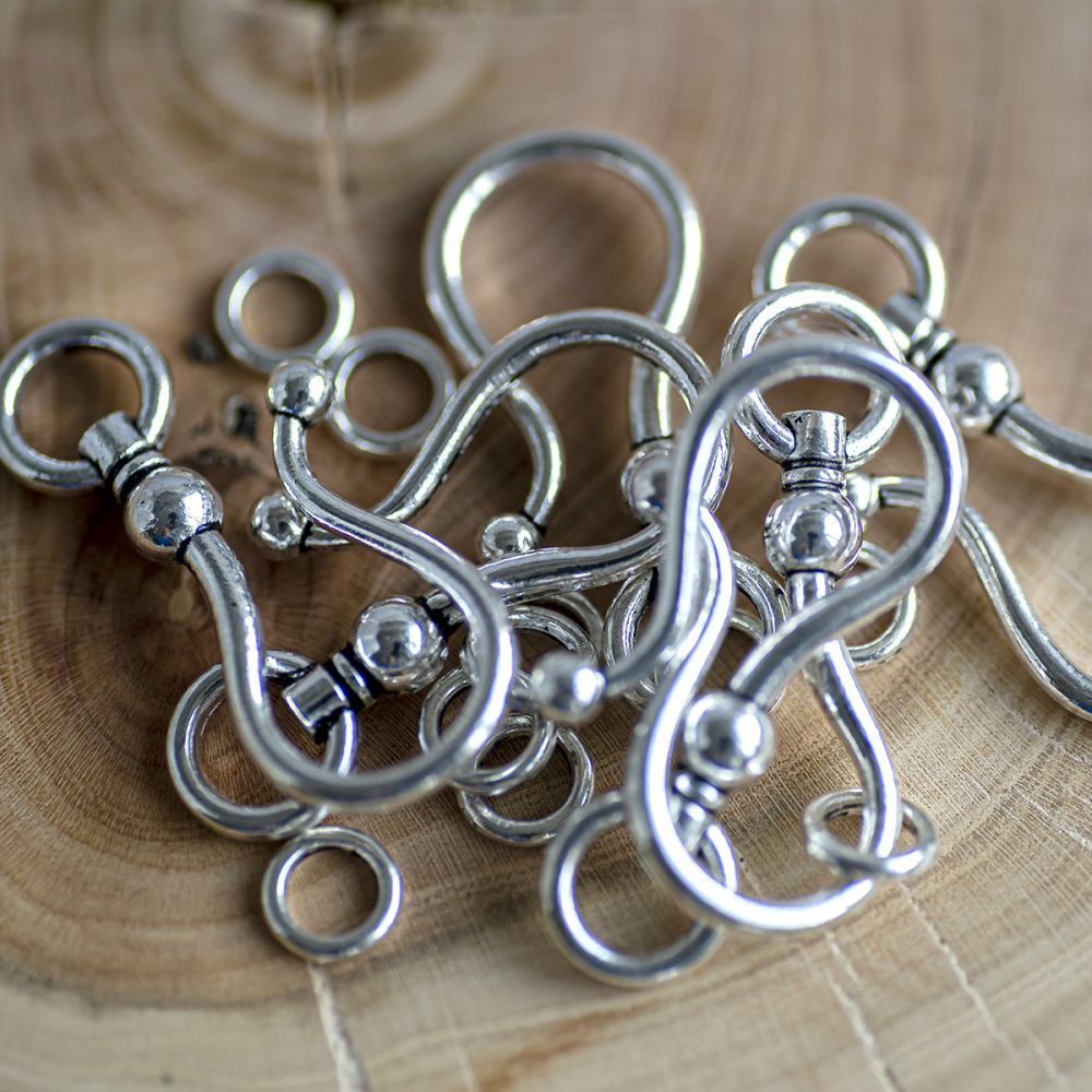 Замочки тоггл "петелька", цвет античное серебро, 38x16x8 мм