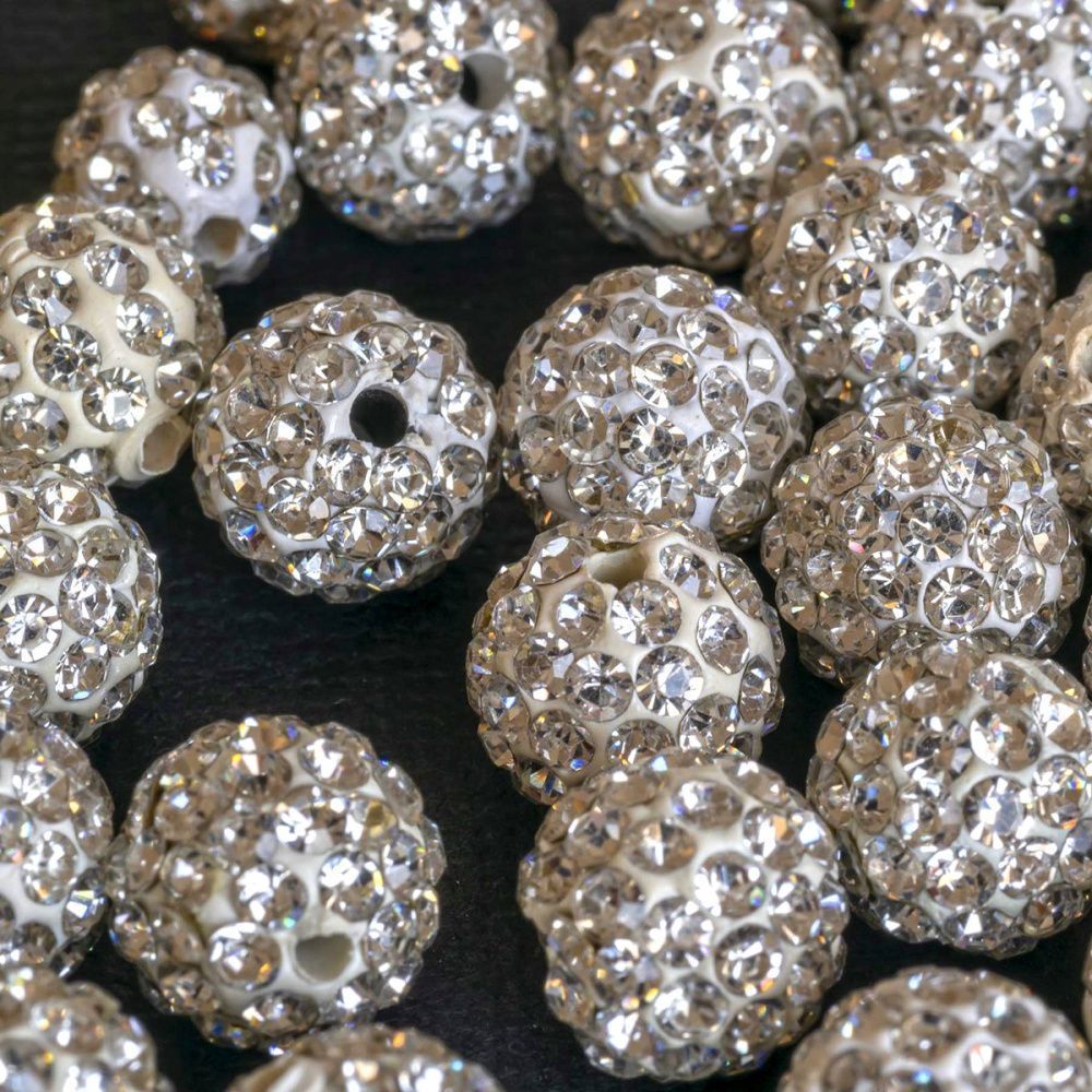 бусина "шамбала" 10, цвет белый, 10 мм