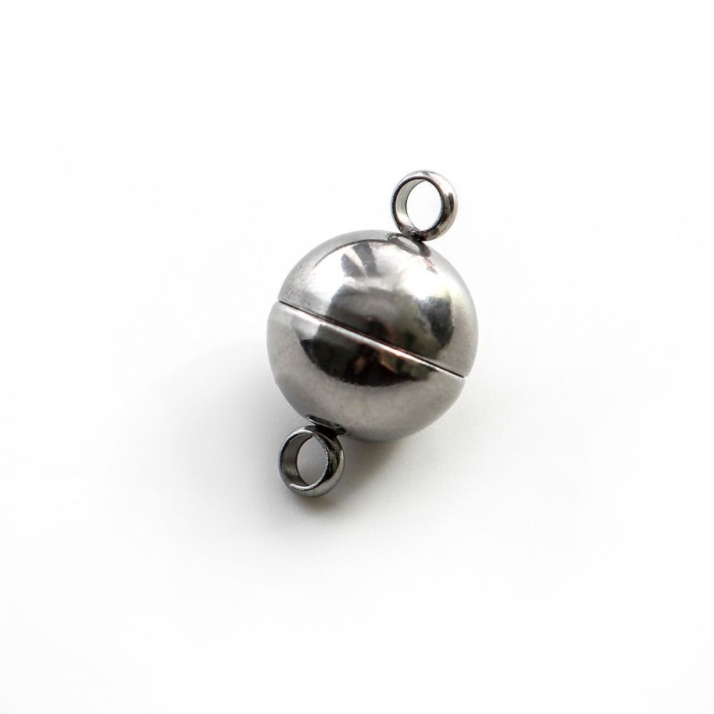 застежка магнитная "шарик", 201 stainless steel, цвет стальной, 17x10x10 мм