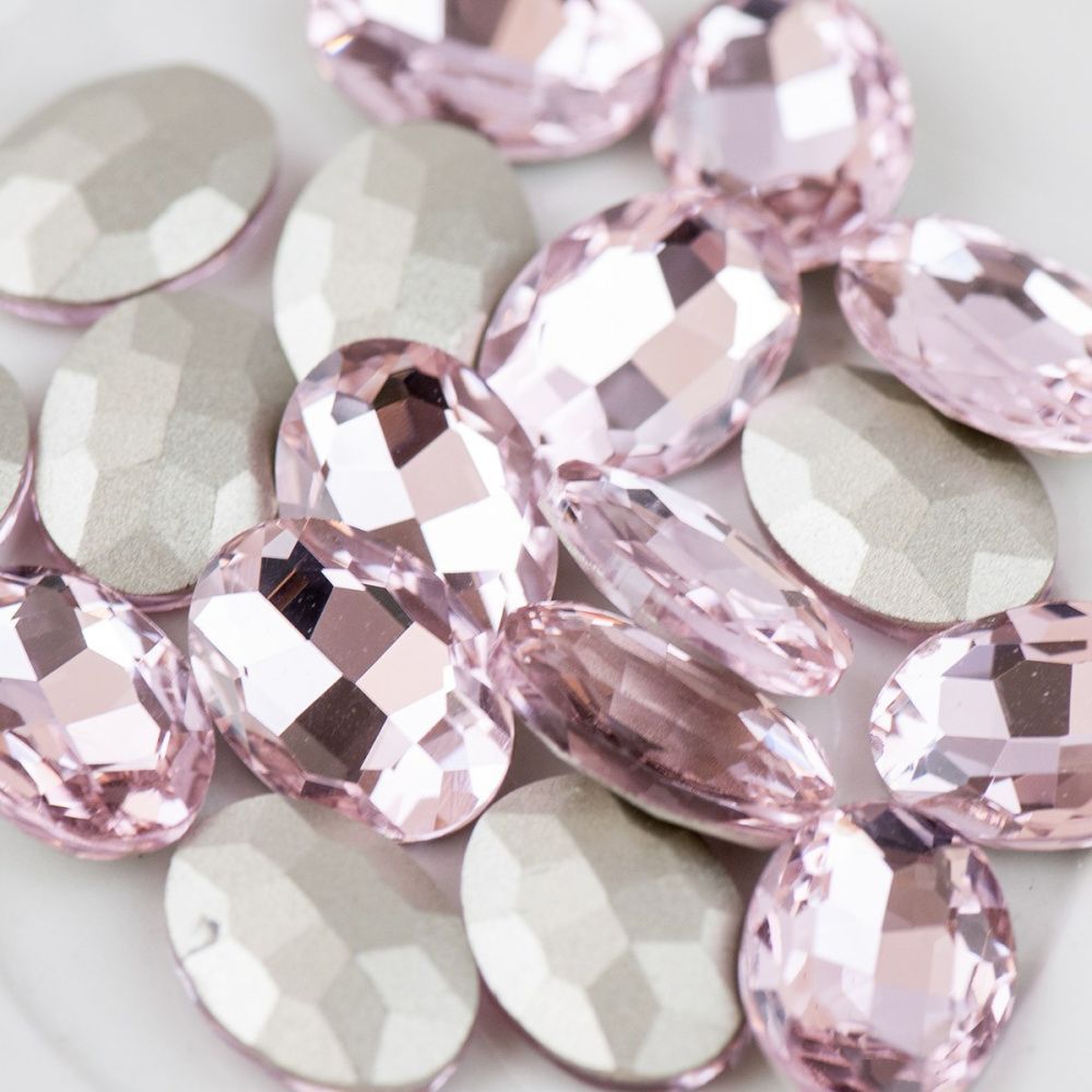 кабошон стекло кристалл, овальный, цвет lt.pink, 18х13 мм