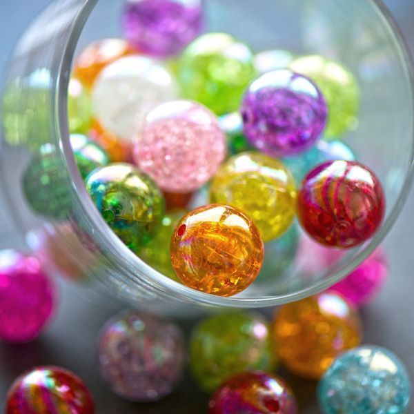 бусина, акрил "кракле", цветовой микс, 20 мм