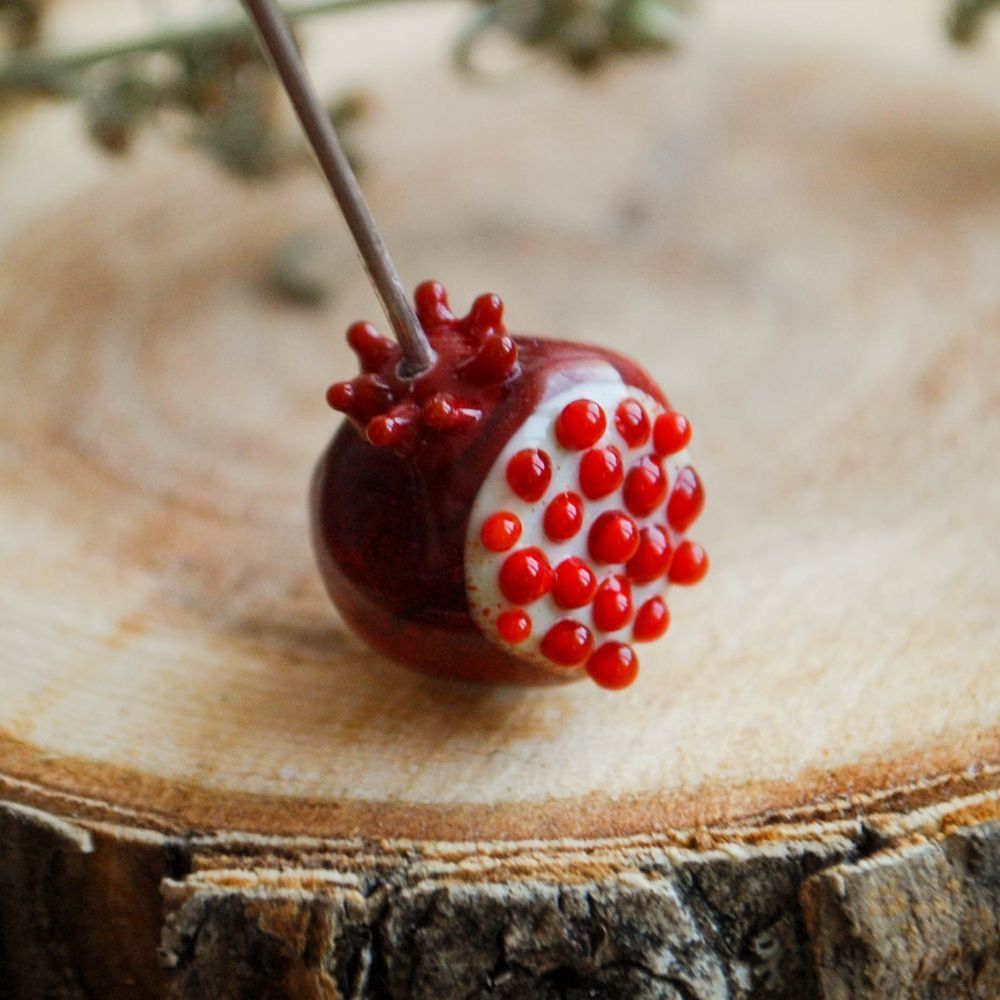 бусина, мурано "гранат", красный, 16х12 мм