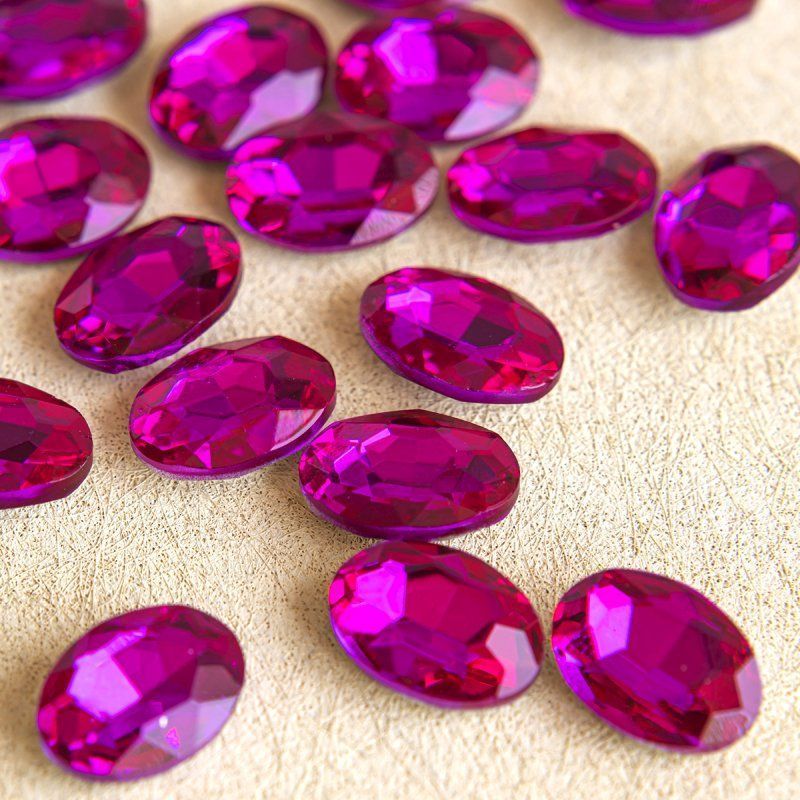 кабошон стекло кристалл, овальный, цвет rose, 14х10 мм