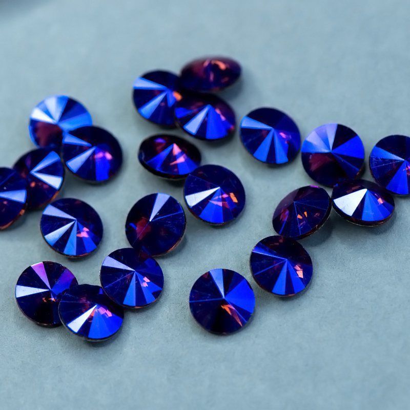 кабошон стекло риволи, цвет lt.ametist ab, 12 мм