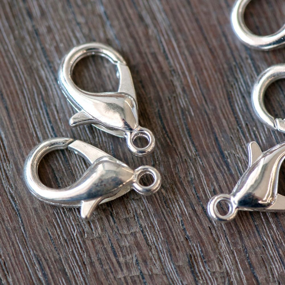 Замочки замочек-лобстер, цвет серебро, 16х8 мм