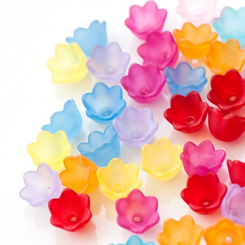 бусина, акрил "ландыш", цветовой микс, 10х9х6 мм