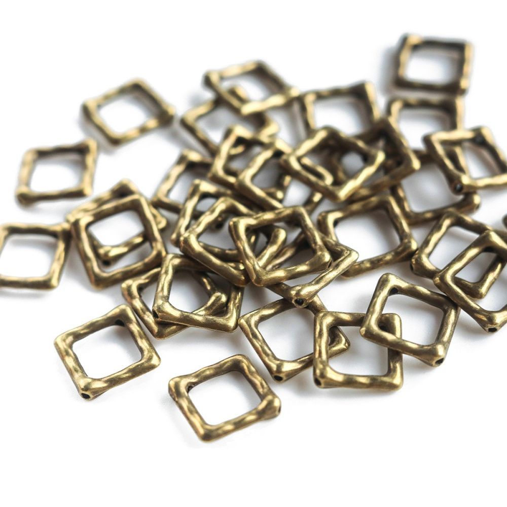 рамка для бусин "тетрагон", цвет античная бронза, 16x16x2 мм