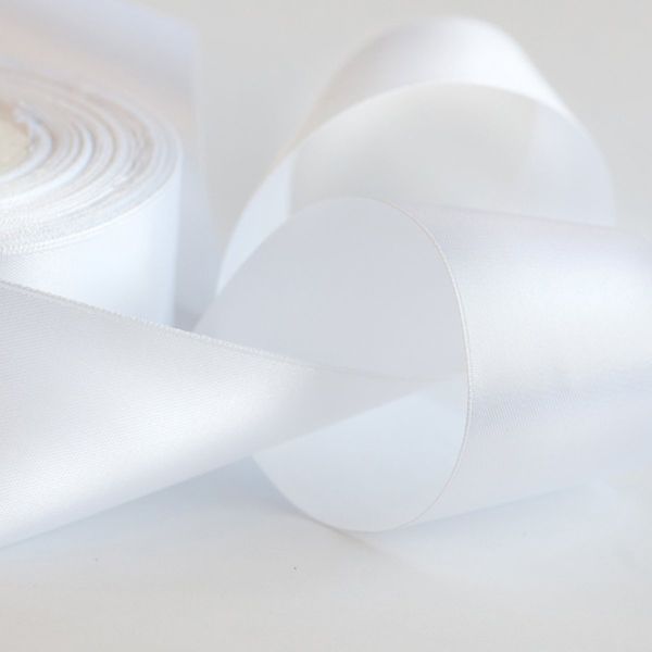 лента, атлас, цвет белый, ширина 50 мм ленты