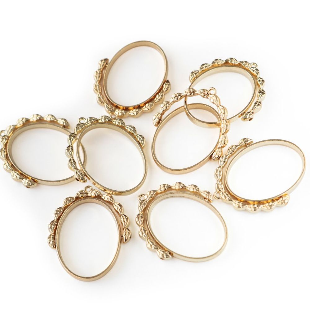 сеттинг-рамка "кокошник", цвет светлое золото, 38x31.5x3.5 мм