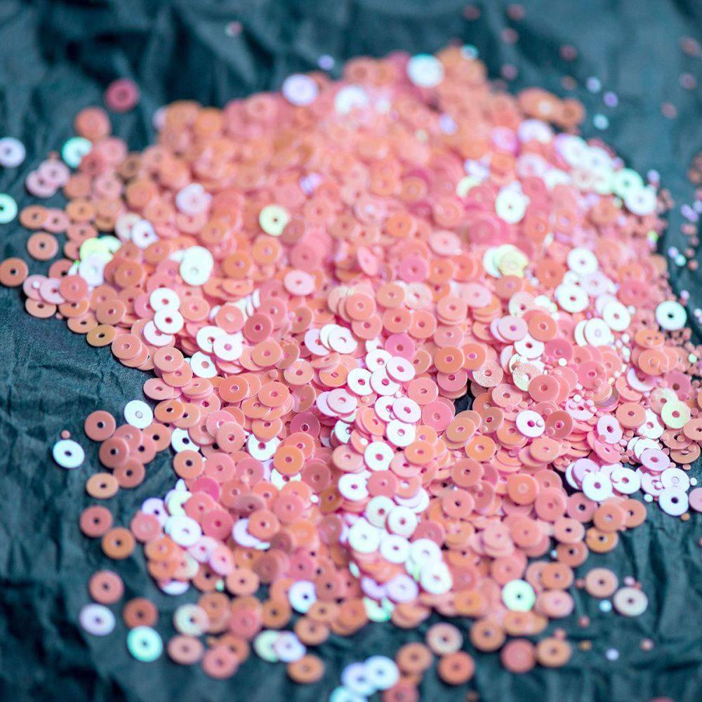 пайетки плоские, розовый радужный, 4 мм