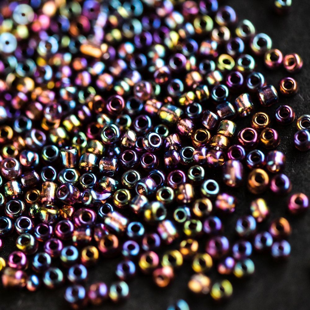 бисер "радуга", цвет сливовый ав, 12/0 (уп 7 г)