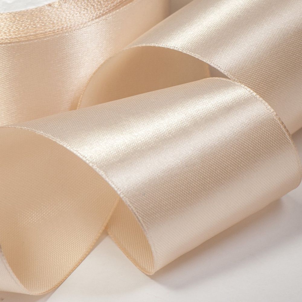 лента, атлас, цвет бежевый светлый, ширина 50 мм ленты