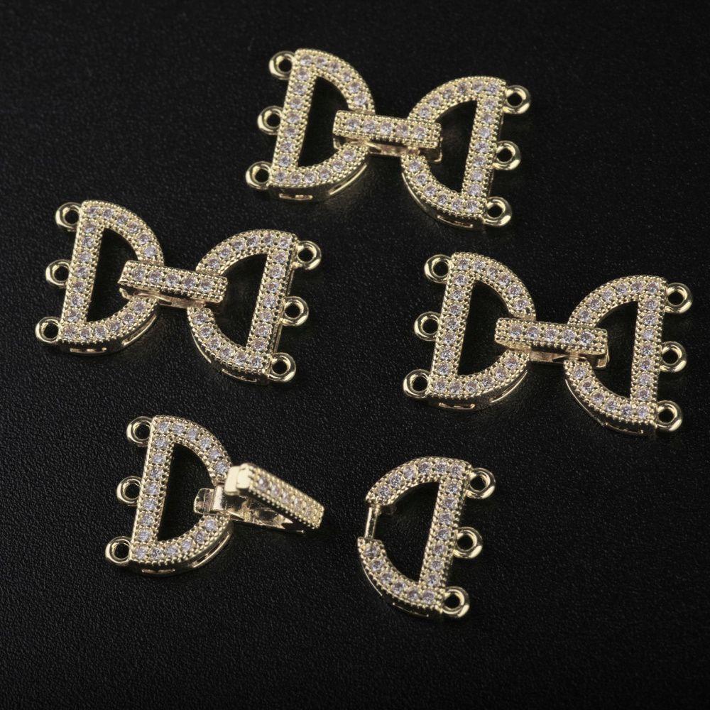 замок для украшений "арко", позолота/циркон, 24 мм