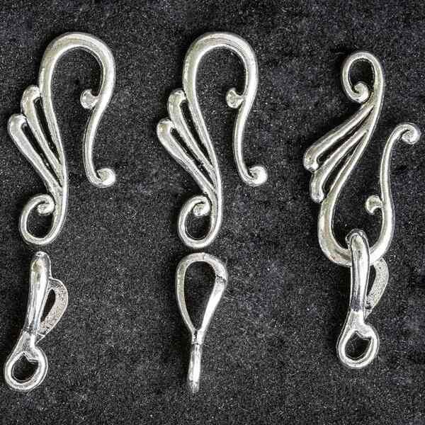 Замочки тоггл "скролл", цвет античное серебро, 25x12x16 мм