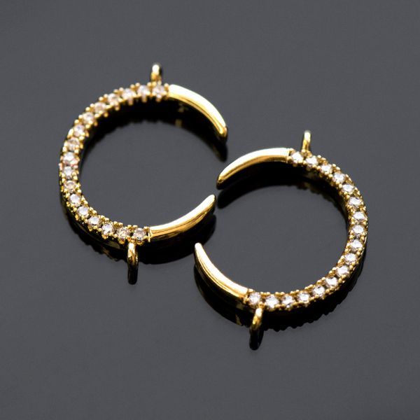 коннектор "полумесяц", цирконий, позолота, 21.5x15x2 мм