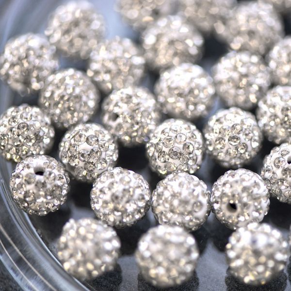 бусина "шамбала" 10, цвет белый, 10 мм