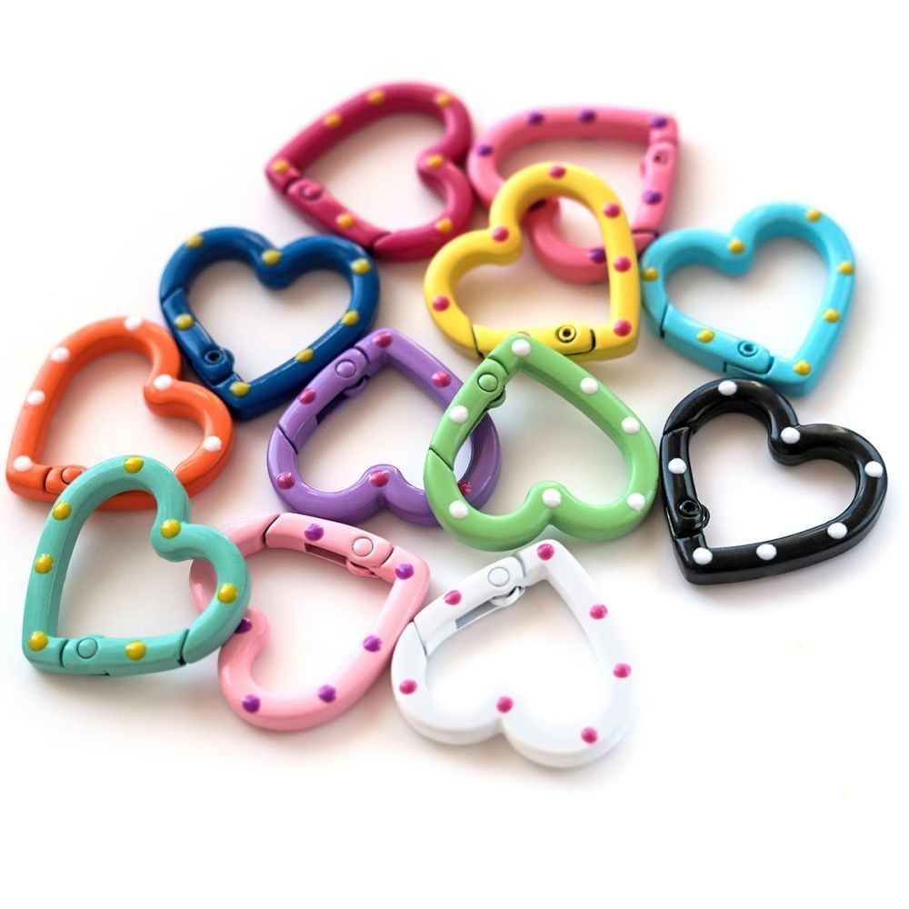 Замочки замочек-сердечко "рейнбоу", цветовой микс, 25x25.5x4 мм