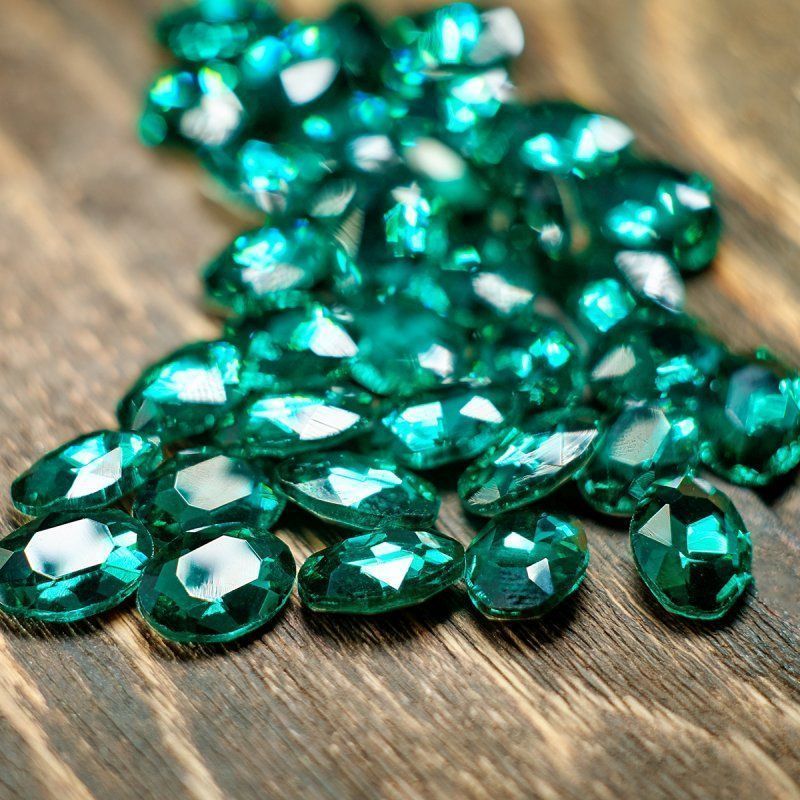 кабошон стекло кристалл, овальный, цвет blue zircon, 14х10 мм