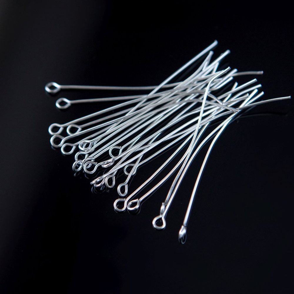 пины с петлей, цвет серебро, 50х0.7 мм (уп ок. 180 шт)