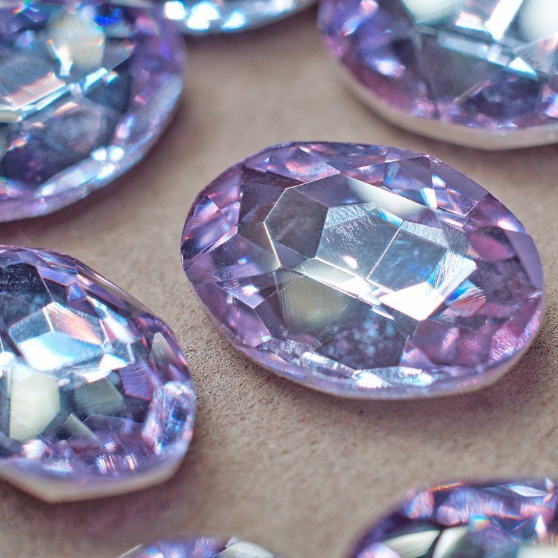 кабошон стекло кристалл, овальный, цвет tanzanite, 14х10 мм