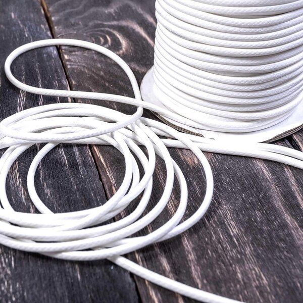 шнур вощеный, цвет белый, 3 мм