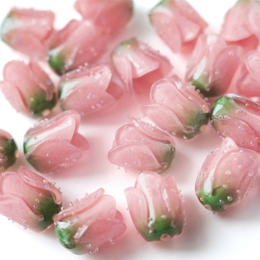 бусина, акрил "тюльпан", цвет увядшей розы, 15x13x10 мм