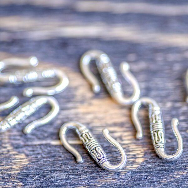 Замочки застежка "тибет", цвет античное серебро, 22x6.5 мм