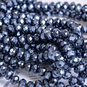 Бусина, стекло абакус 8, граненая, цвет гематитовый, 8х6 мм 