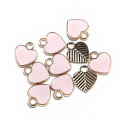 Подвеска металл "Сердечко", эмаль, цвет св.розовый, 12x10x2 мм