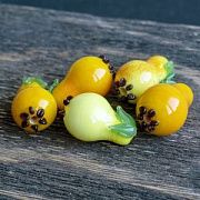 Бусина, Мурано "Груша", желтый, 19х12 мм