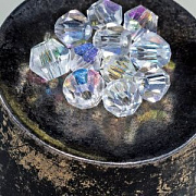 Бусина, стекло биконус, цвет прозрачный радужный, 4.5 мм (уп.30+/-5 шт)