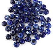 Бусина, Лэмпворк "Серпантин", граненая, цвет темно-синий, 10x7.5 мм